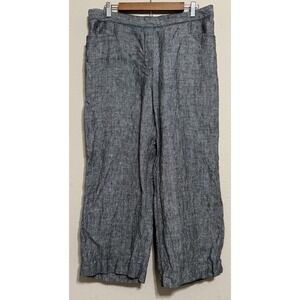 J Jill Love Linen Wide Leg Pants Large Gray 100%‎ Linen Side-Zip Minimalist